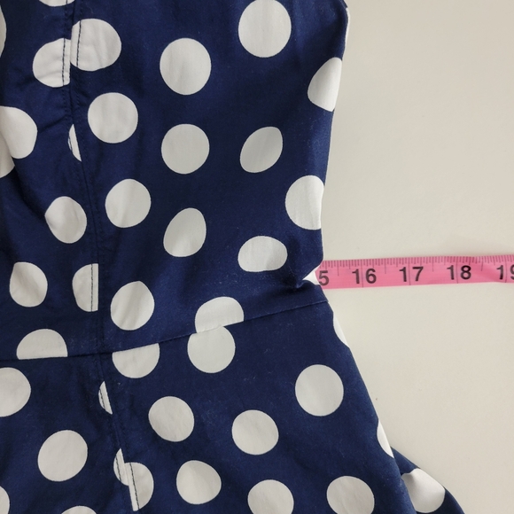 Boden Poplin Polka Dot Sleeveless Split Neck Belted Fit and Flare Midi Dress - Picture 12 of 14